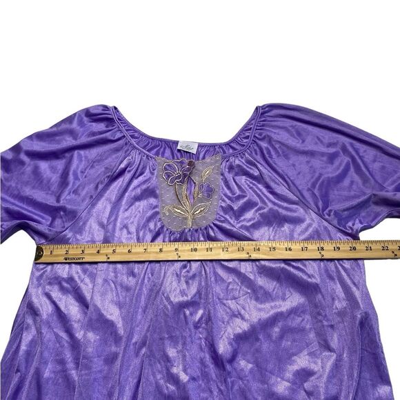 Vintage Milco New York Long Nightgown Nightdress Lavender Lace Floral Inset OS - Picture 6 of 12